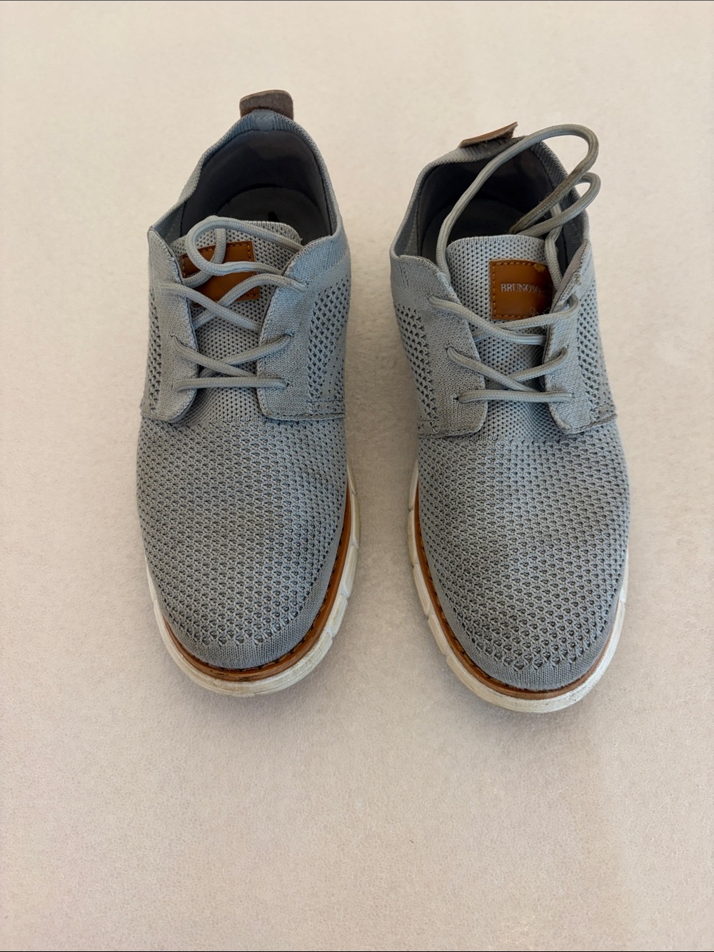 Kids Light Gray Knit Sneakers with Tan Accent by BRUNO